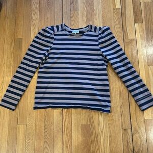Ganni Striped top with puff sleeves